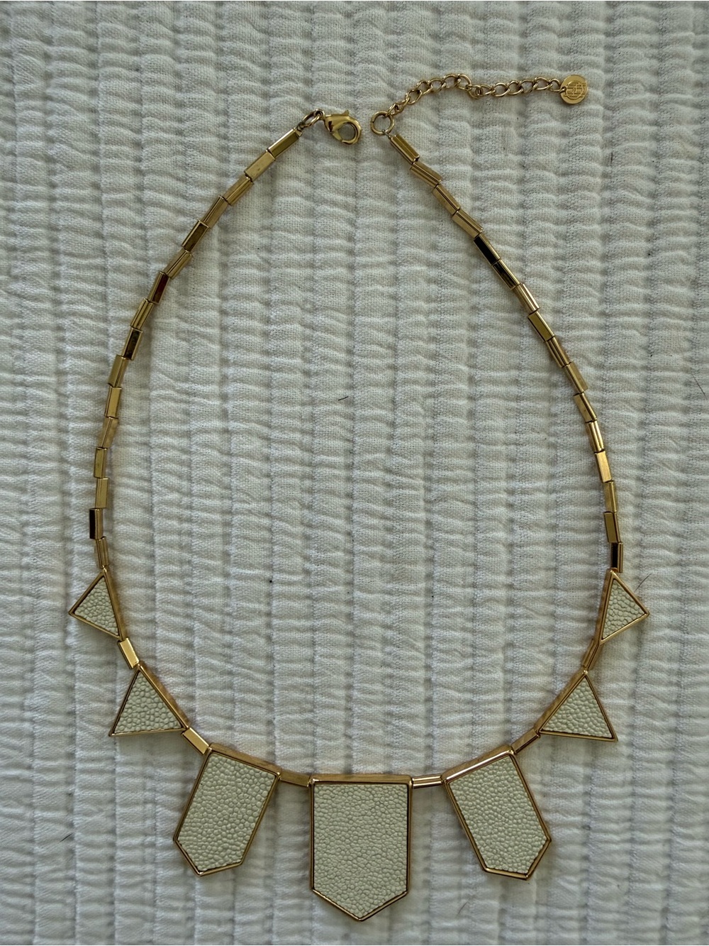 House of Harlow 1960 Gold and Cream Geometric Pendant Necklace